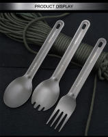 Cuchara Y Cuchillo De Titanio Con Mango Largo EDC Para Camping Y Picnics Accesorios De Mesa De Exterior No Desechables - details 6