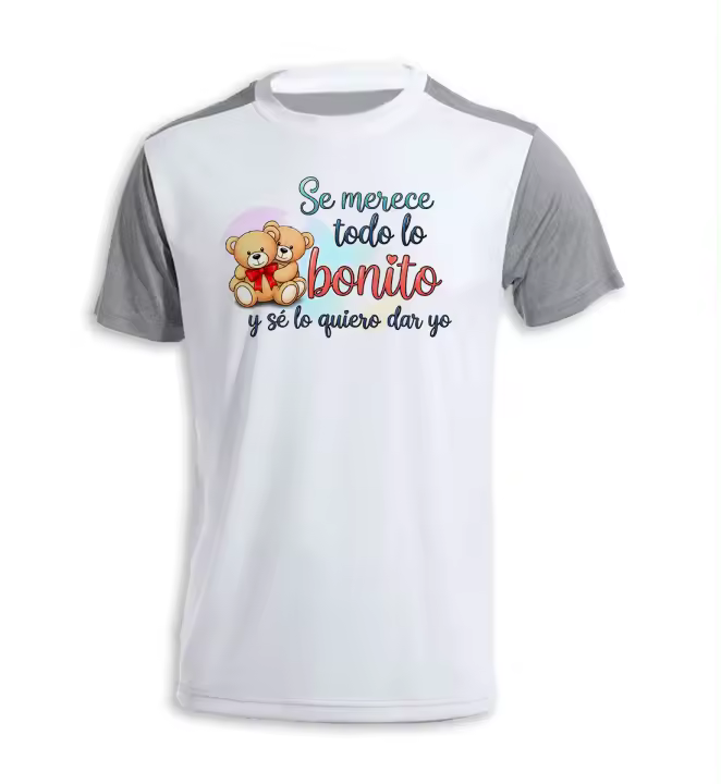 MERCHANDMANIA CAMISETA bicolor frase bonita amor lindo ositos regalo san valentin tshirt - 1