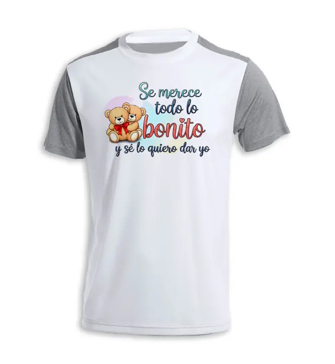 MERCHANDMANIA CAMISETA bicolor frase bonita amor lindo ositos regalo san valentin tshirt - 1
