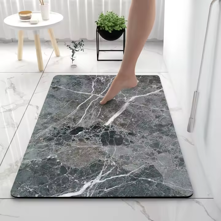 Alfombras de baño suaves de tierra de diatomeas, alfombrilla súper absorbente para inodoro, alfombrillas para pies de puerta, alfombrilla de goma antideslizante para ducha - 1