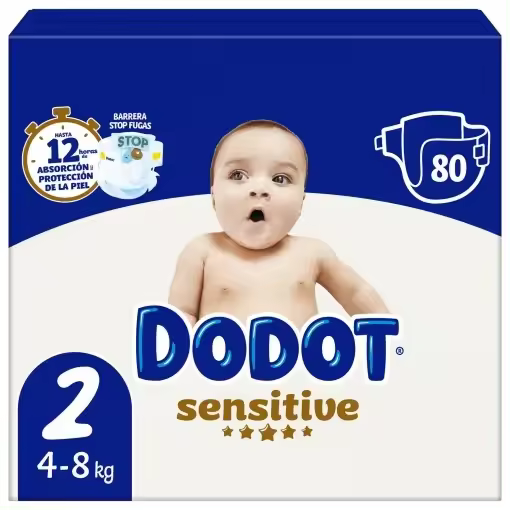 Pañales Dodot Sensitive T1(2-5KG) 84ud -T2(4-8KG) 80ud-T3(7-11KG)1PACK*56 total 112ud-T4(10-15KG)1PACK*48 total96ud-T5(12-17KG)1PACK*44 total 88ud-T6(14+KG)1PACK*41 total 82ud - 1