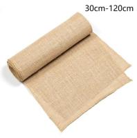 Corredor De Mesa Vintage De Lino Y Jute Natural De 30cm Para Bodas Y Fiestas Rusticas En Color Café Ocre Decoración Para Sillas De Pártidas Caseras - details 2