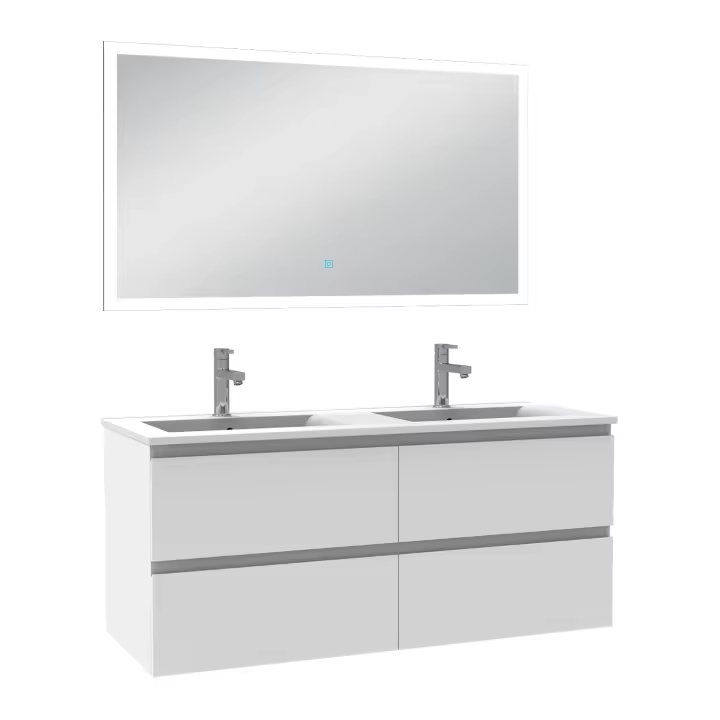 Mueble de baño con lavabo y espejo, blanco, 120x46cm - 1