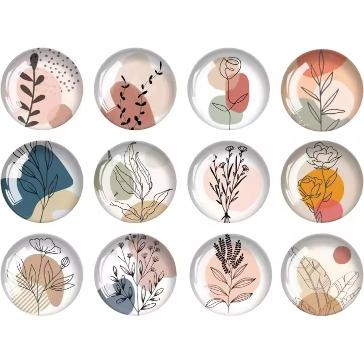 12 calcomanías Pegatinas resistentes de cristal para el refrigerador, imanes para el refrigerador, forma divertida, pequeño y adorable imán para la puerta de la pizarra blanca de la cocina30 mm (pegatinas de línea para el refrigerador) - 1
