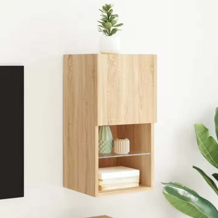 vidaXL Mueble para TV con luces LED roble Sonoma 30,5x30x60 cm - 1