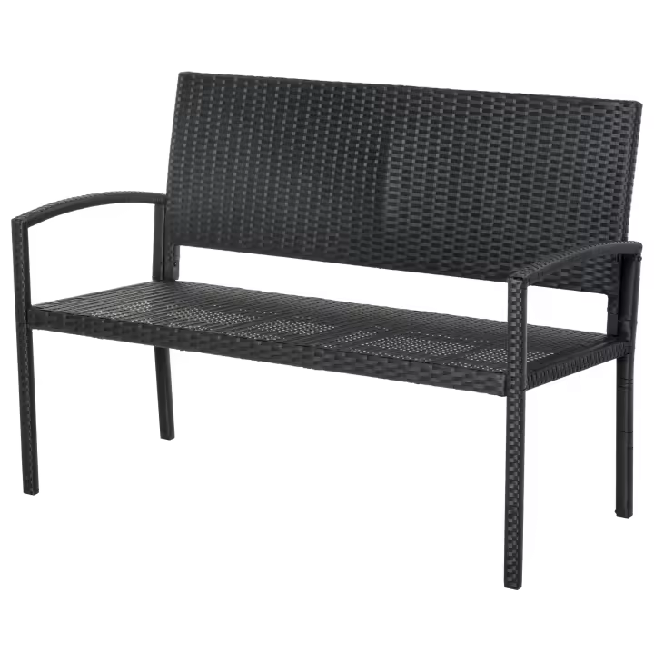 Outsunny Banco Jardín Lounge Silla 2 Plazas Muebles para Jardín Exterior Terraza 2 Plazas Ratán Sintético Carga 320kg 122x60x87cm Marco Acero - 1