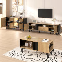 Muro de TV de 170 cm with Estilo y Elega diseño en Madera y Negro, mueble de TV, mueble Bajo Con Cajones, múltiples funciones de almacenamiento y aspecto Único. - details 1