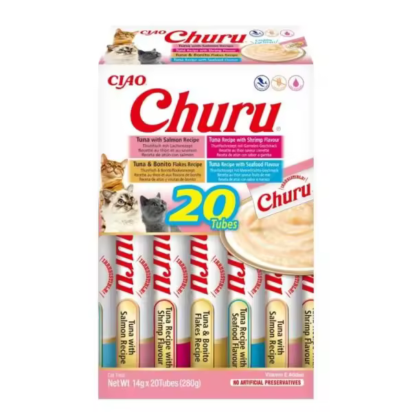 Inaba Churu Variedades de Marisco Snack para Gatos - 20 Tubos de 14gr - 1