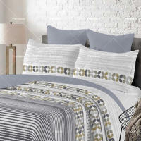 Funda de cama de rayas grises con 2 fundas de almohada, 135 camas/150 camas se pueden usar en ambos lados, que es resistente a la suciedad y fácil de limpiar - details 3