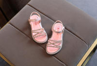 Sandalias Romanas Para Niñas Con Tiras Abiertas Y Color Sólido Alta Top Con Resaltos Vacaciones Nuevas Zapatos Planos Casuales De Verano Para Niños - details 7