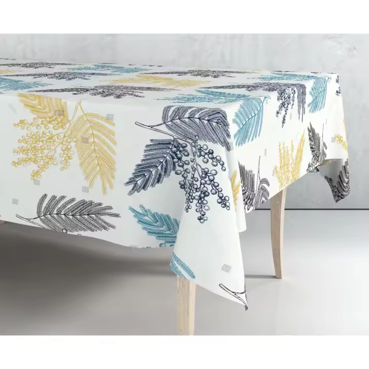 Mantel de hule estampado por metros - Hojas Mimosa 43114-1    mantel por metros; manteles; mantel barato; mantel jardín - 1