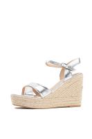 alpargatas doradas cuña alta de espartos con plataforma con tiras cruzadas sandalias abiertas para día a día Mynzi - details 9