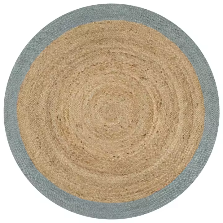 vidaXL Alfombra hecha a mano de yute con borde 150 cm Color Gris oscuro,  Verde oliva,  y mas Alfombras de área  Alfombra de Piso para Sala de Estar Dormitorio Habitación Salón - 1