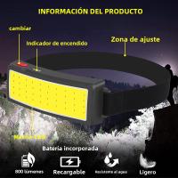 Linterna Frontal LED COB Recargable USB Con 3 Modos De Luz Lámpara De Cabeza De 1200mah Para Camping Y Senderismo Al Aire Libre - details 9
