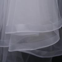Velo De Novia En Blanco Dos Capas Corto Tulle Con Borde De Cinta Vestido De Novia Complementos De Boda Para Mujeres - details 6