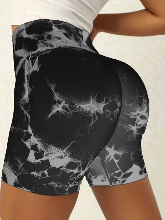 Shorts De Yoga Sin Costuras Para Mujer De Cintura Alta Secado Rápido Fitness Verano Shorts De Ejercicio Running Ciclismo Deportes Gimnasio - 1