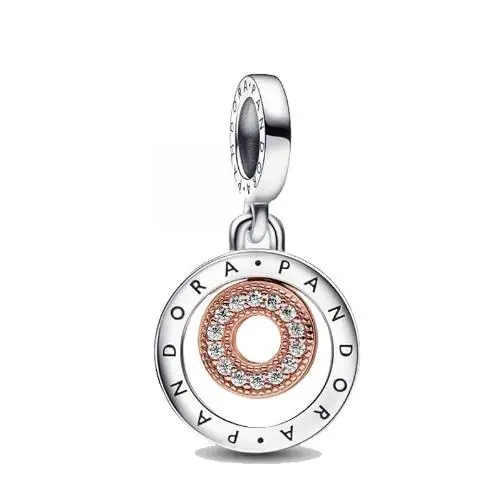 PANDORA Charm Colgante PANDORA Signature Logo Dos Tonos Circulos 782287C01, Viene con el embalaje de Caja de regalo original. - 1