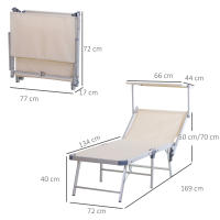Outsunny Tumbona Plegable y Reclinable de Aluminio con Toldo Incorporado para Piscina Jardín Terraza Exterior Carga 120 kg 169x72x55/72 cm Beige - details 2