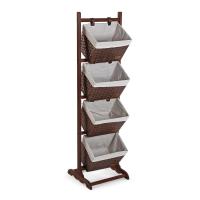 Versa - MUEBLE BAÑO 4 CESTAS MARRON OS  EN MADERA RATTAN Y ALGODÓN  DE 35X35X125 CM - details 0
