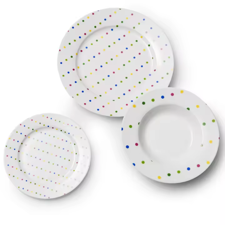 Set 18pcs vajilla porcelana diseño puntos de colores CASA BENETTON - 1