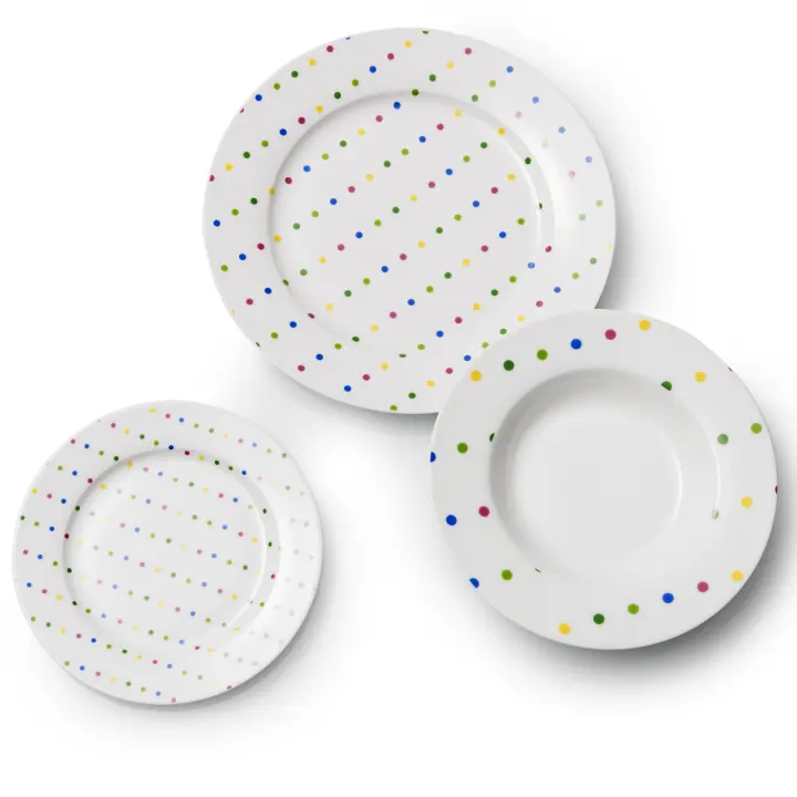 Set 18pcs vajilla porcelana diseño puntos de colores CASA BENETTON - 1