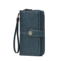 Cartera Larga Antirrobo RFID Para Hombres Y Mujeres De Cuero Wax Con Bolsillos Múltiples Gran Capacidad Cierre De Cremallera Cartera De Mano Monedero Tarjetero Retro Europeo Y Americano - details 3