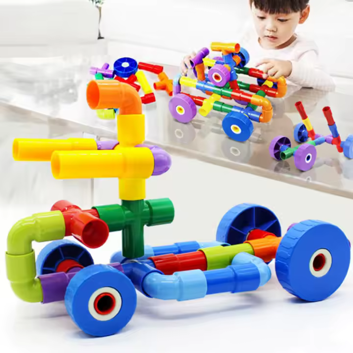 Juguetes De Construcción 3D Para Niños Bloques De Tubo Grande Set De Juego De Agua Para Pequeños Regalo De Cumpleaños Bloques De Laberinto De Bloques De Plástico DIY De 144 Piezas - 1