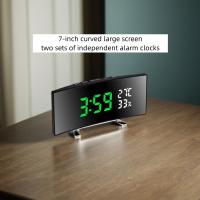 Reloj De Alarma Multifuncional Con Pantalla Curva LED Espejo Mostrador De Tiempo Temperatura Y Humedad DC De Inserción - details 3