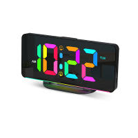 Reloj De Alarma Digital Con Luz Ambiental RGB Y Cargador USB Reloj Electrónico Dimmable Para Mesa/Muro Mostrador De Tiempo Semanal - details 3
