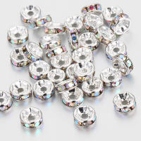 100pcs Bolas De Espaciador De Cristal AB Colorido Y Plata Para Fabricación De Joyas Pulseras DIY Encuentros De Enlaces Metálicos - details 1
