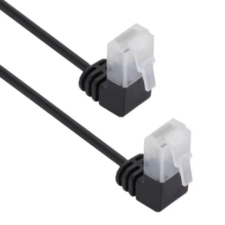 CABLEPELADO Cable de Red, Cable LAN, Cable de Datos, Cable Gigabit, Cable RJ45, Cable Trenzado, 2x 90º, Categoría 5E, Compatible PC, PS4, PS5, Xbox, Smart TV, Server, 3 Metros, Negro - 1