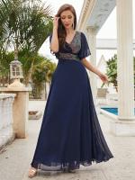 Vestido De Novia Sastre Unithorse Elegante Con Encaje Y Mariposa En Manga Chiffon Para Damas De Honor V-Neck Largo Al Piso - details 16