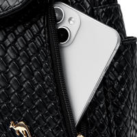 Mochila De Cuero Para Mujer LANYIBAIGE Estilo Vintage Casual Día Escuela Bolsa De Mano Negra Con Cierre De Cremallera - details 13
