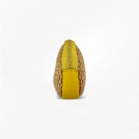 Monedero de paja y cuero genuino para mujer, bolsa de verano para playa,Cartera De VERANO, Estilo Bohemio De Verano Tejido De Hierba, Hecho a Mano,Dulce Y Fresca,Bolsillo de paja para monedas，Cartera artesanal mixta: paja natural + piel auténtica - details 1