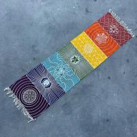Preciosa alfombra para yoga 7 chakras. 100% algodón. Hecho a mano en la India. Es un producto perfecto para estudios de yoga o meditación. Medida: 60 x 200 cm. Raíz,  Sacro, del Plexo Solar, del Corazón, Garganta. Tercer Ojo, coronilla. awartisan - details 9