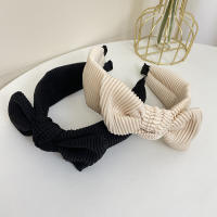 Nueva Diadema De Punto Con Mariposa Y Rayas Para Mujer Estilo Creativo Color Sólido Con Orejas De Conejo Borde Ancho Clip Para El Cabello - details 3
