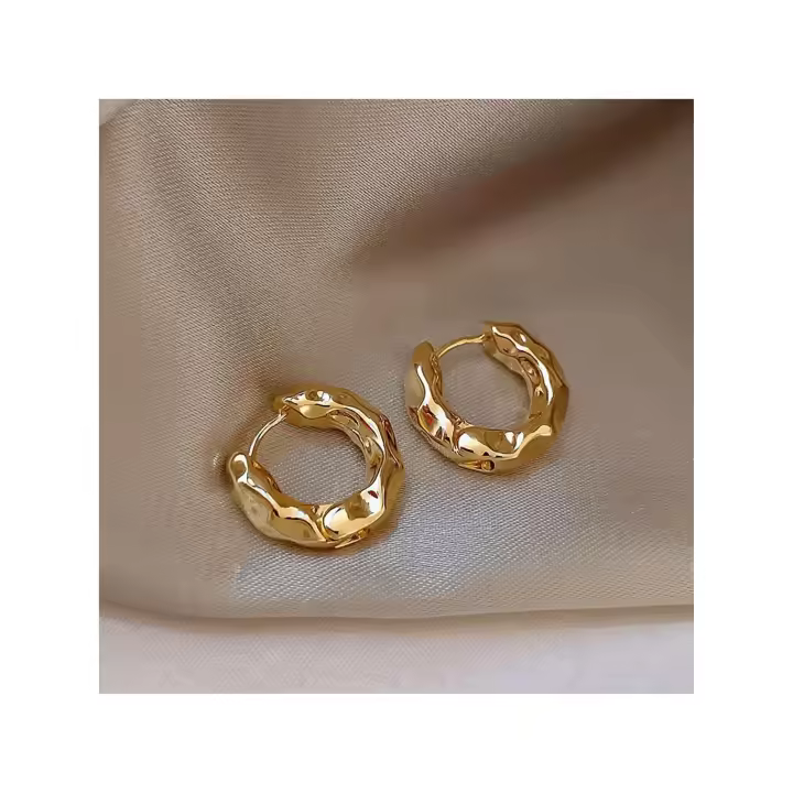 Zafiropa Pendientes Piedra Dorados Aro Acero Inoxidable - Elegancia Contemporánea - 1