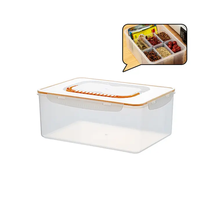 Caja Organizadora Portátil WORTHBUY Con Gran Capacidad Y Tapa Para Especias Caja Transparente Para Mantener Fresco Con Manija - 1