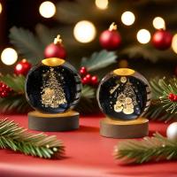 Lámpara De Noche LED 3D Cristal Navidad Con Base De Madera Galaxia Luna Payaso Navidad Decoración Para Dormitorio Hogar Regalo - details 2