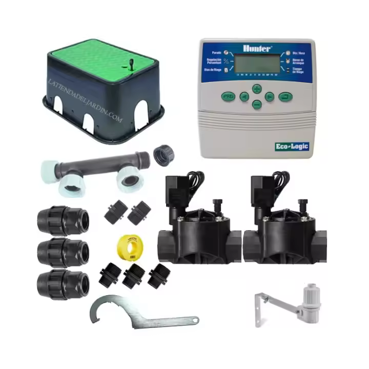 HUNTER Kit profesional riego automático Hunter de 2 zonas 24v para tuberia 25mm - 1