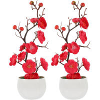 Plantas Artificiales Bonsái De 20 Cm Decoración De Pared Falsas Flores En Maceta Pequeño Árbol Para Adornar Hogar Y Jardín - details 0