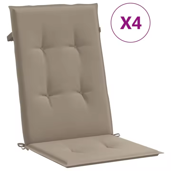 Silla de Jardín respaldo alto 4 UDS lienzo taupe 120x50x3cm - 1