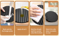 Prensa De Hamburguesa De Hierro Fundido Resistente Con Mango De Madera Redonda Y Rectangular Ideal Para Blackstone Griddle Y Flat Tops - details 4