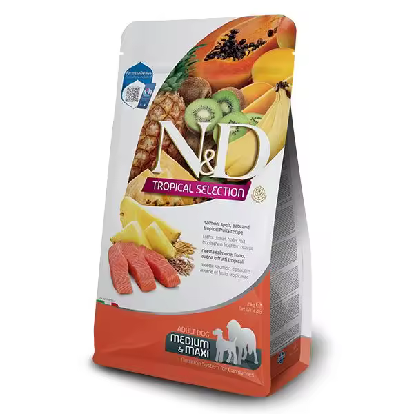 FARMINA N&D DOG TROPICAL SELECTION MED MAXI SALMON 10KG /Alimento completo para perros adultos - 1