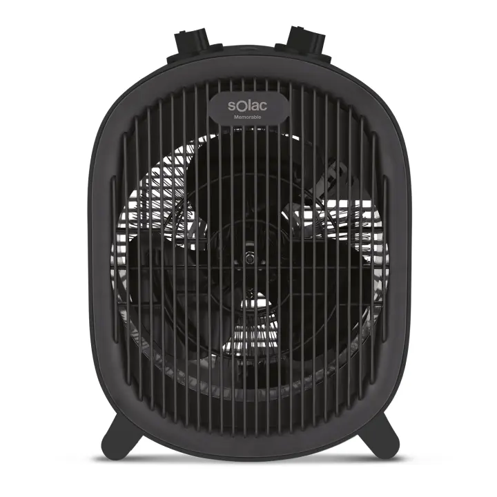 Solac - Calefactor eléctrico, 2000W con 2 intensidades. Calentador, emisor térmico. Función sólo ventilador. Tiene protector térmico y Termostato. Mini estufa eléctrica de Aire caliente en color Negro - 1