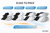 SKYNED Calcetines Invisibles Algodón Antideslizantes – Pack 3/6/9/12/24 Pares Pinkies Hombre Mujer Tobilleros Transpirables - details 1