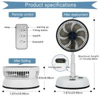 Ventilador de pie portátil recargable por USB con mando a distancia - cabezal oscilante automático, aleación de metal, 5 W, uso en interiores/exteriores, batería de 6000 mAh, apto para el hogar, la oficina o actividades al aire libre - details 3