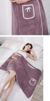 Toalla De Baño Coral Suave Y Absorbente Traje De Baño De Paja Espesado Toalla De Cuello Alto Camisola Para Mujer - details 10