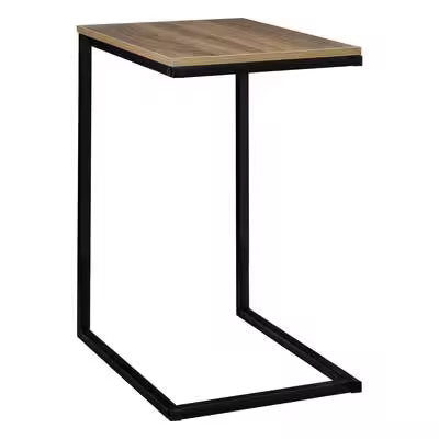Factory Cuadros Mesa Auxiliar de Extremo de Sofá de Metal Negro y Madera Resistente - 1