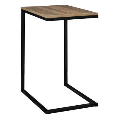 Factory Cuadros Mesa Auxiliar de Extremo de Sofá de Metal Negro y Madera Resistente - 1